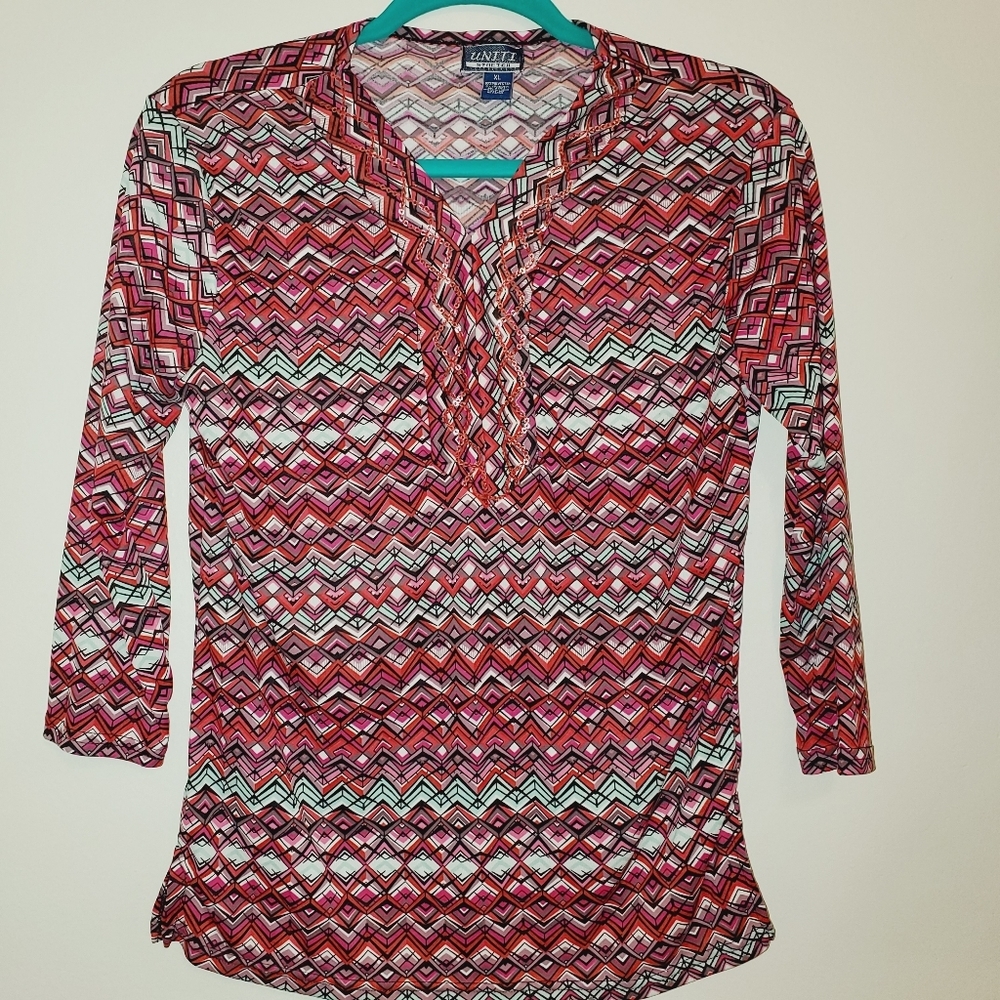 Uniti Casual Women's Stretch 3/4 Sleeve Multi Color Top 140